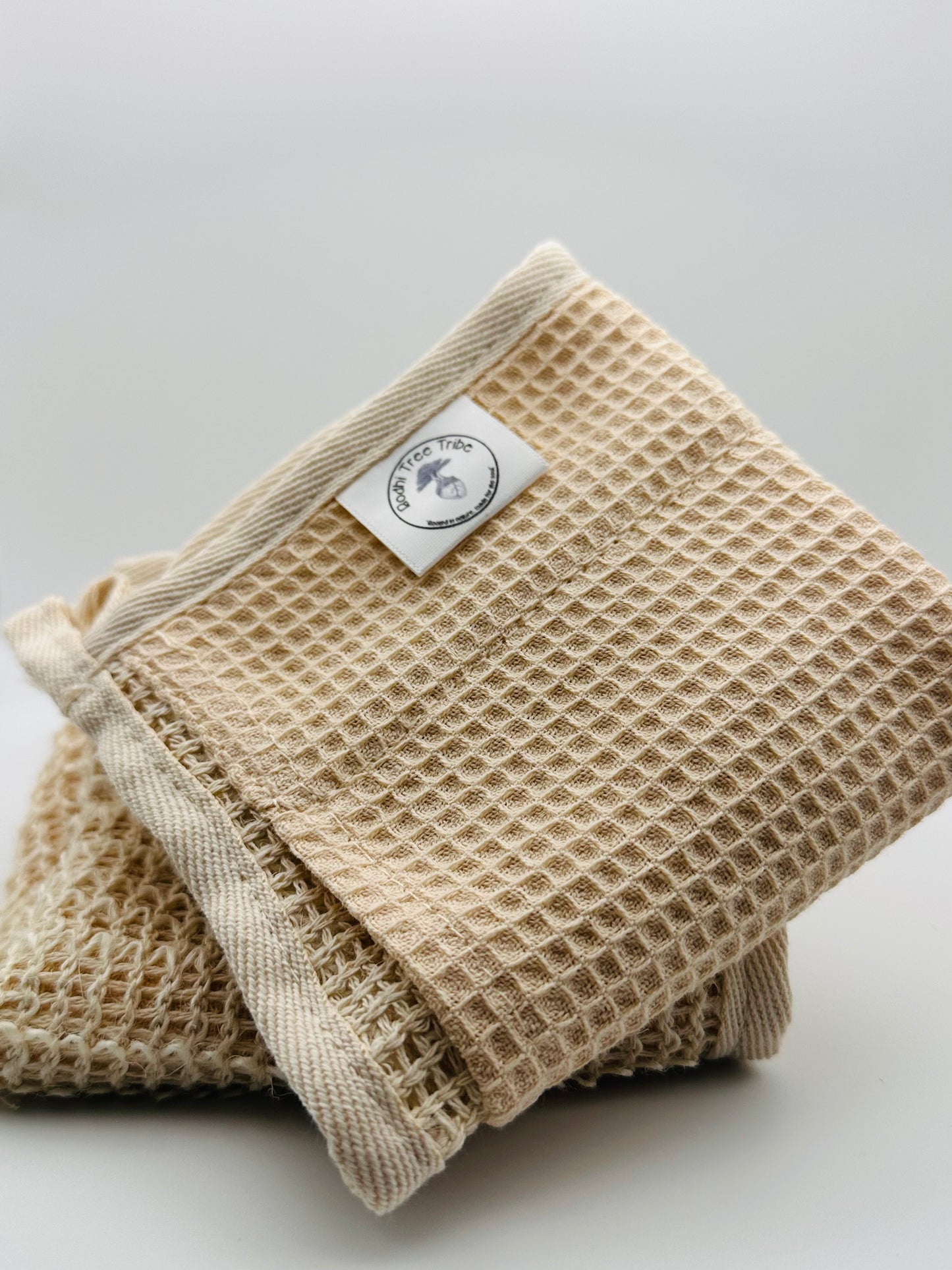 Eco-friendly organic wash cloth made with natural ingredients/materials, designed for holistic self-care and ritual cleansing. Bodhi Tree Tribe."