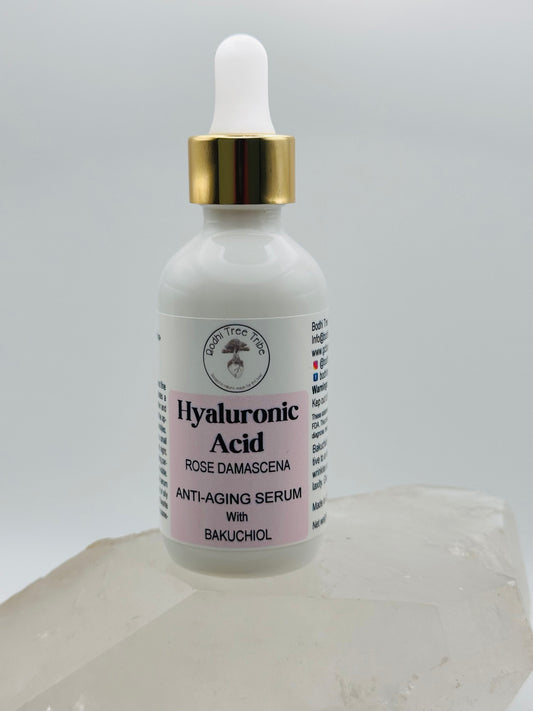 Hyaluronic Acid + Bakuchiol Serum | Rose Damascena (2 oz.). This powerful serum blends deeply hydrating Hyaluronic Acid with Bakuchiol to visibly reduce fine lines, boost elasticity, and quench thirsty skin. Infused with the calming frequency of Rose Damascena, it’s your go-to for youthful bounce and daily hydration.
Anti aging serum- Natural "retinol"