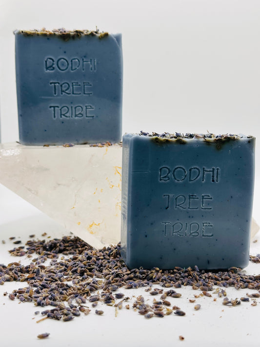 Artisan Soaps , Handmade soaps, Organic, Eco friendly, 6.5 OZ soaps, natural soap, lavander, indigo powder, dry lavander, buttermilk base, bodhi tree tribe, concious living, earth friendly, made with love.